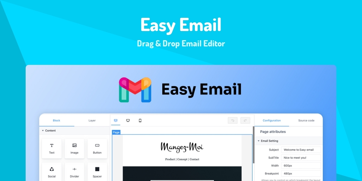 Easy Email Drag & Drop Email Editor Made with React.js